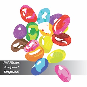 Rainbow Jelly Beans Candy Clip Art PNG With Transparent Background, Commercial or Personal Use, Instant Download