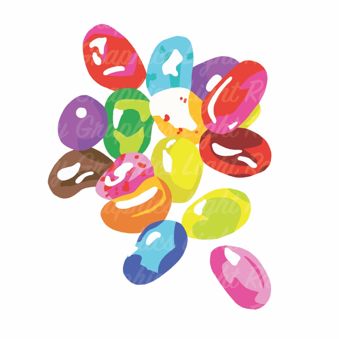 Rainbow Jelly Beans Candy Clip Art PNG With Transparent - Etsy