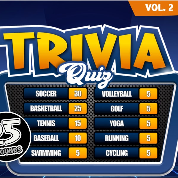 Trivia Quiz Vol 2 | Party Game | Editable Family Feud Quiz Game I Customizable Trivia PowerPoint I Automatic Scoreboard | PC & Mac