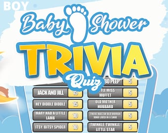 Baby Shower Trivia Quiz BOY | BabyShower Quiz | Party Game | Games for Zoom | Mac & PC