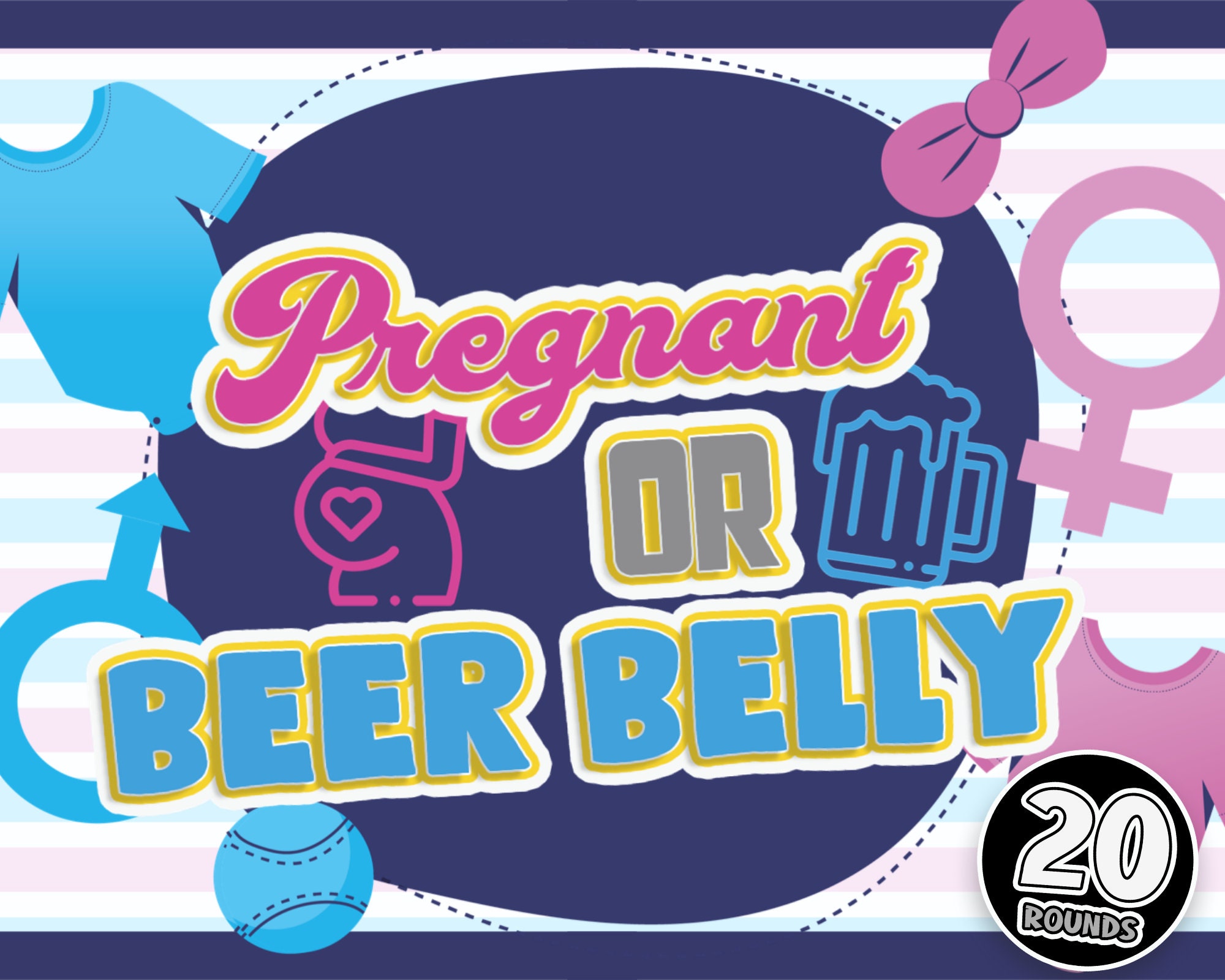 Pregnant or Beer Belly | Baby Shower Party Game | Virtual Game | PowerPoint Game | Zoom Party | Family Party Trivia | Mac & PC