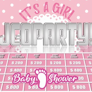 Baby Shower Jeoparty GIRL | PowerPoint Game |  Zoom Game | Virtual Party Game | Customizable PowerPoint Template | Mac & PC