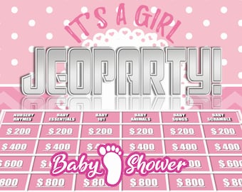 Baby Shower Jeoparty GIRL | PowerPoint Game |  Zoom Game | Virtual Party Game | Customizable PowerPoint Template | Mac & PC