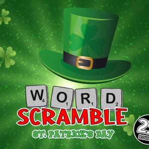 Word Scramble Anagram Jumble Game St. Patrick&#39;s Day | PowerPoint Game | Party Game | Family Party Game | Virtual Quiz Night | Mac & PC