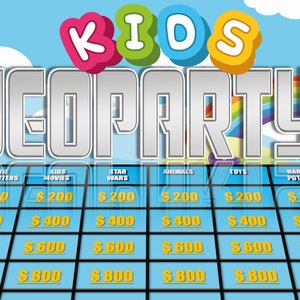 Kids Jeoparty | PowerPoint Game | Kids Game for Zoom | Birthday Game | Virtual Party Game | Customizable PowerPoint Template | Mac & PC