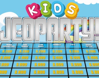 Kids Jeoparty / Gioco PowerPoint / Gioco per bambini per Zoom / Gioco di compleanno / Gioco di festa virtuale / Modello PowerPoint personalizzabile / Mac e PC