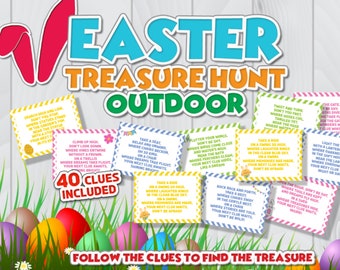 Easter Treasure Hunt Outdoor | Easter Day Scavenger Hunt Outdoor | Easter Egg Hunt | Game for Kids | Treasure Hunt Cards | Clue | Printable