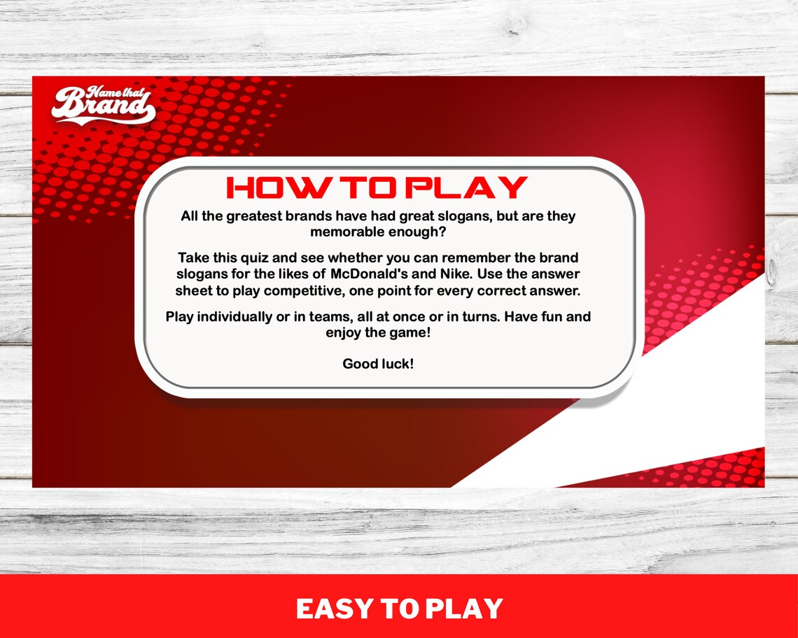 Name That Brand Slogan Edition Party Game Brand Quiz - Etsy