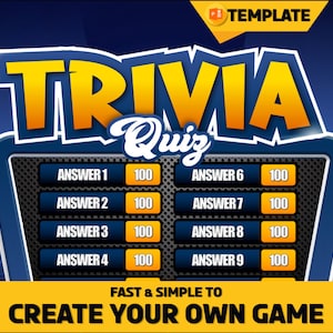 Trivia Quiz TEMPLATE | Party Game | Editable Family Feud Quiz Game I Customizable Trivia PowerPoint I Automatic Scoreboard | PC & Mac
