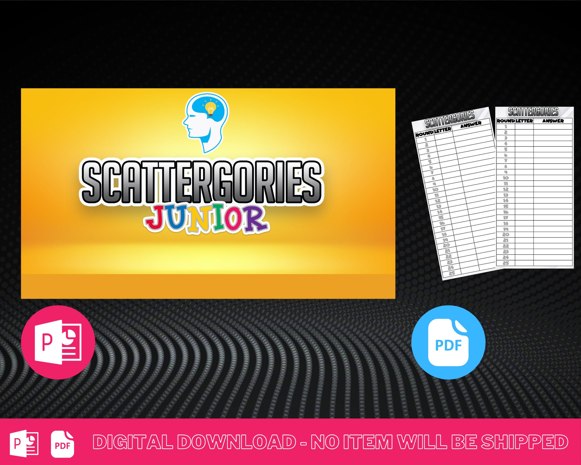 Scattergories JUNIOR Game Powerpoint Game Party Game | Etsy India