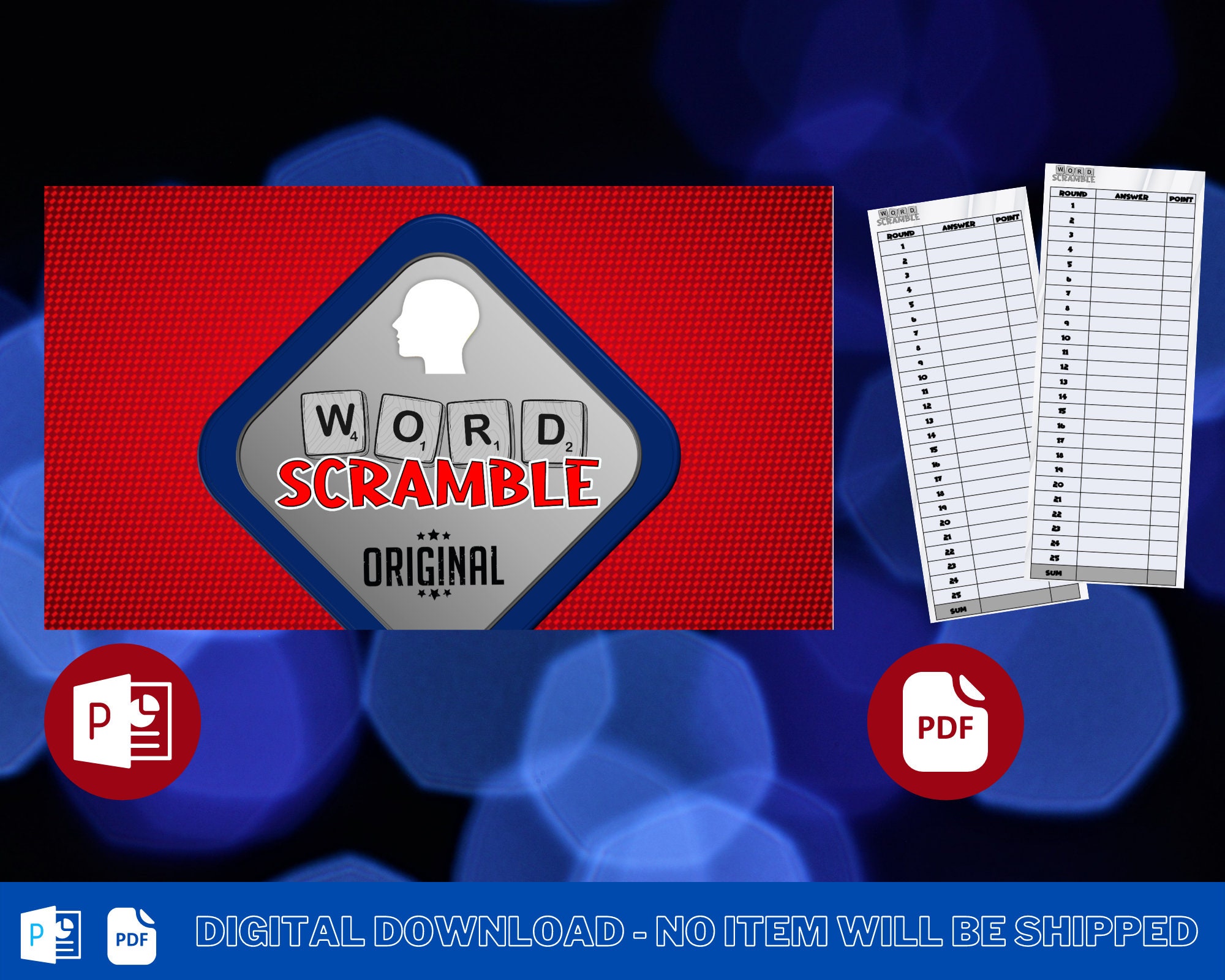 Word Scramble ORIGINAL Anagram Jumble Game Powerpoint Game Party Game