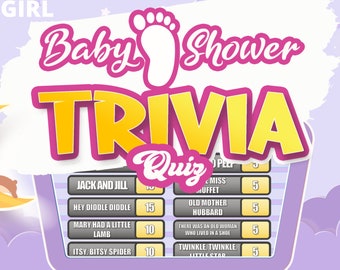 Baby Shower Trivia Quiz GIRL | BabyShower Quiz | Party Game | Games for Zoom | Mac & PC