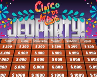 Cinco de Mayo Jeoparty | PowerPoint Game | New Year's Eve Game for Zoom | Virtual Party Game | Customizable PowerPoint Template | Mac & PC