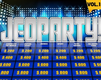 Gioco Jeoparty vol. 1 / Gioco PowerPoint / Gioco per Zoom / Gioco Jeopardy / Gioco di festa virtuale / Modello PowerPoint personalizzabile / Mac e PC