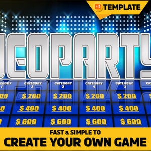 Jeoparty Game TEMPLATE | PowerPoint Game | Game for Zoom | Jeopardy Game | Virtual Party Game  | Customizable PowerPoint Template | Mac & PC