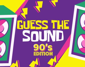 Guess the Sound 90s Edition | 1990 | Powerpoint Party Game | Games for Adults and Kids | Family Game | Quiz Game | Zoom Game | Mac & PC