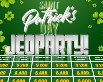 St Patrick’s Day Jeoparty | PowerPoint Game | Saint Patrick's Day Game for Zoom | Party Game | Customizable PowerPoint Template | Mac & PC