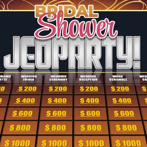 Brautparty Jeoparty | Power Point Spiel | Spiel für Zoom | Hochzeitsspiel | Virtuelles Party-Spiel | Anpassbare Power Point-Vorlage | Mac & PC