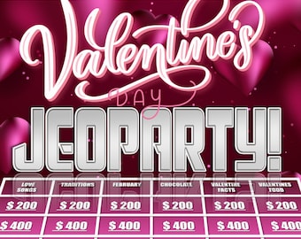 Jeoparty do Dia dos Namorados | Jogo de PowerPoint | Jogo de Dia dos Namorados para Zoom | Jogo de Festa Virtual | Modelo de PowerPoint Personalizável | Mac e PC