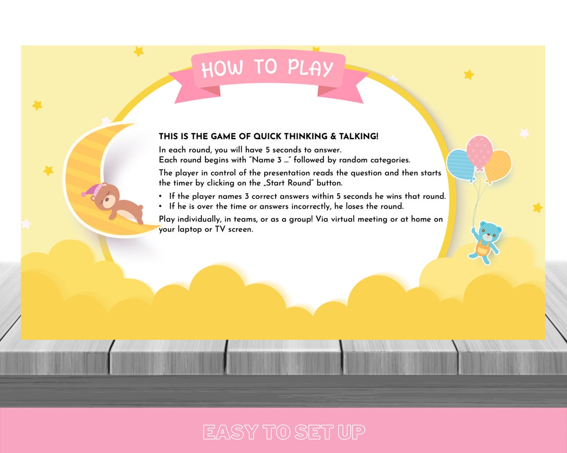 5 Seconds Game BABY SHOWER 5 Second Rule Game PowerPoint