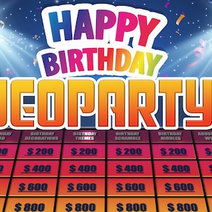 Geburtstag Jeoparty | Power Point Spiel | Spiel für Zoom | Geburtstags-Spiel | Virtuelles Party-Spiel | Anpassbare Power Point-Vorlage | Mac & PC