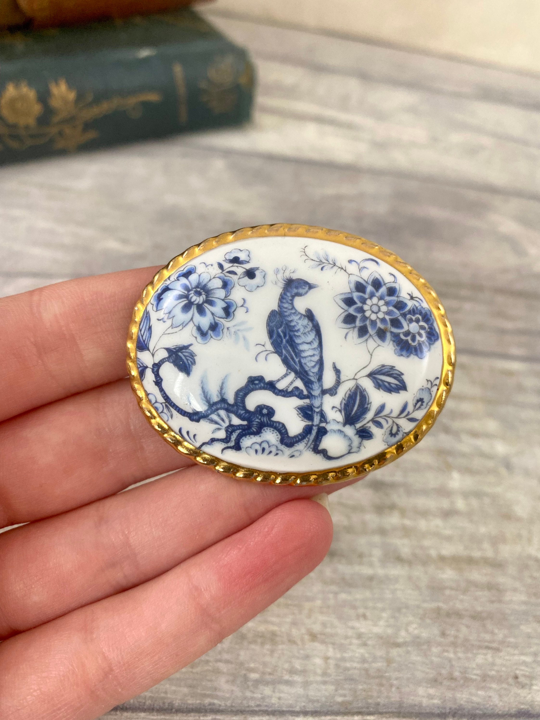 Vintage Aynsley Fine Bone China Brooch With Bird/peacock in - Etsy