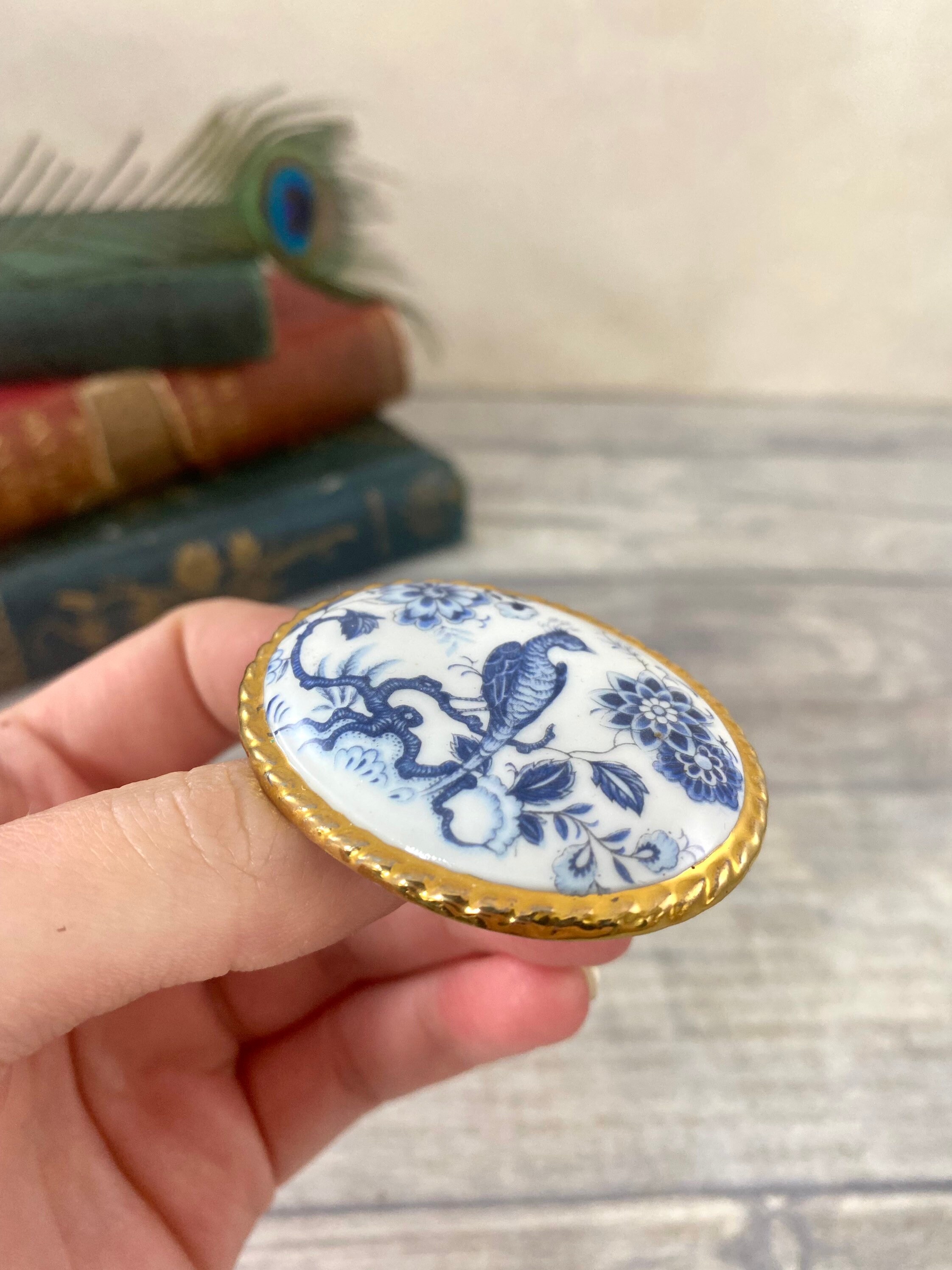 Vintage Aynsley Fine Bone China Brooch With Bird/peacock in Etsy