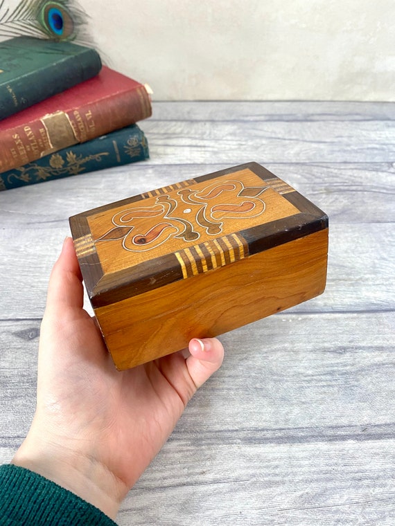 最上の品質な Inlaid Wooden Small Vintage Trinket Box Marquetry / Box 工芸品