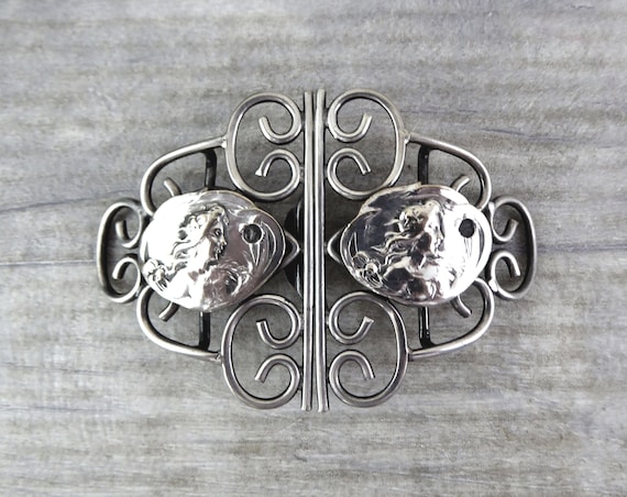Antique Edwardian Ornate EPNS Nurses Belt Buckle / Diolot  display picture 3