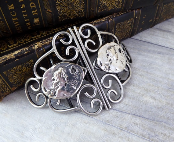 Antique Edwardian Ornate EPNS Nurses Belt Buckle / Diolot  display picture 1