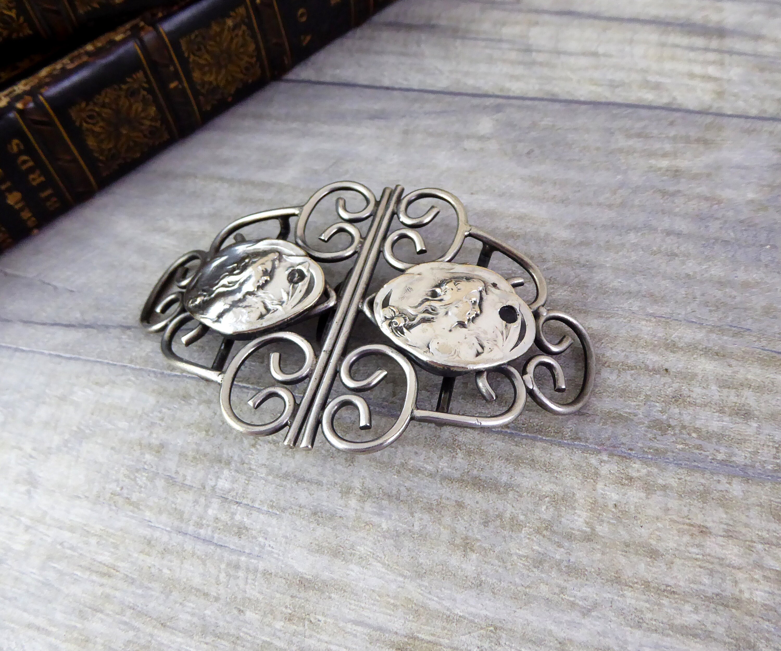 Antique Victorian Roses Celluloid Nurse Belt Buckle Clasp Art Nouveau Victorian Nurse Belt - Etsy main image 2