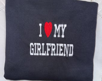 Sudadera con capucha bordada "Amo a mi novia"