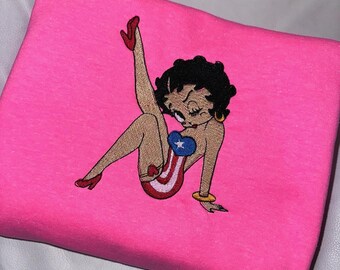 Betty Boop - Jersey de cuello redondo bordado
