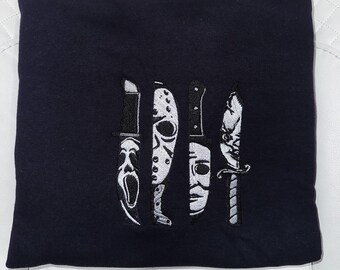 Sudadera con capucha bordada con cuchillos de terror de Halloween