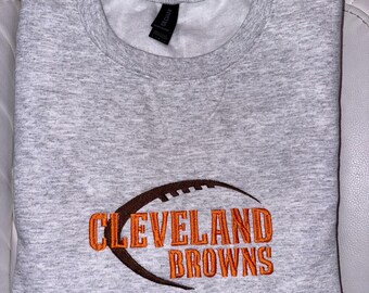 Sudadera con cuello redondo bordada de los Cleveland Browns