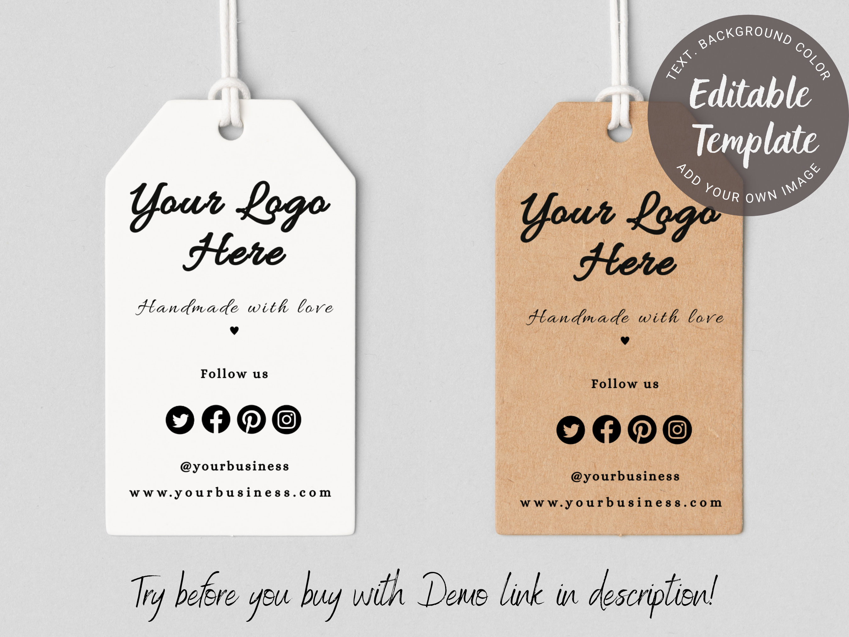 MINIMALIST Small Business Tag Product Tag Template Printable Etsy UK