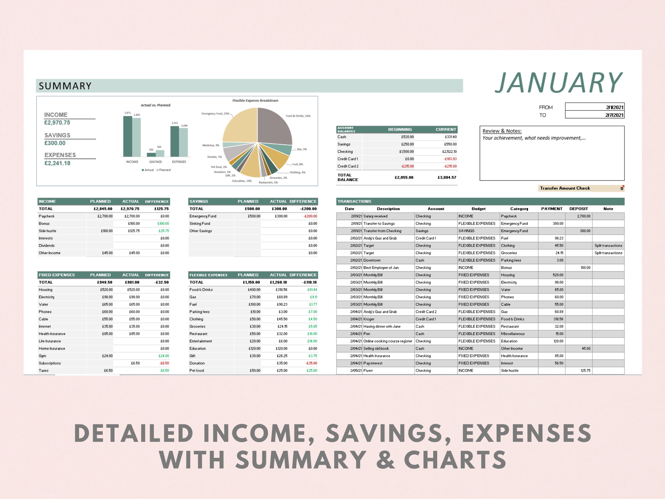 Monthly Budget Money Management Account Management Excel Etsy India