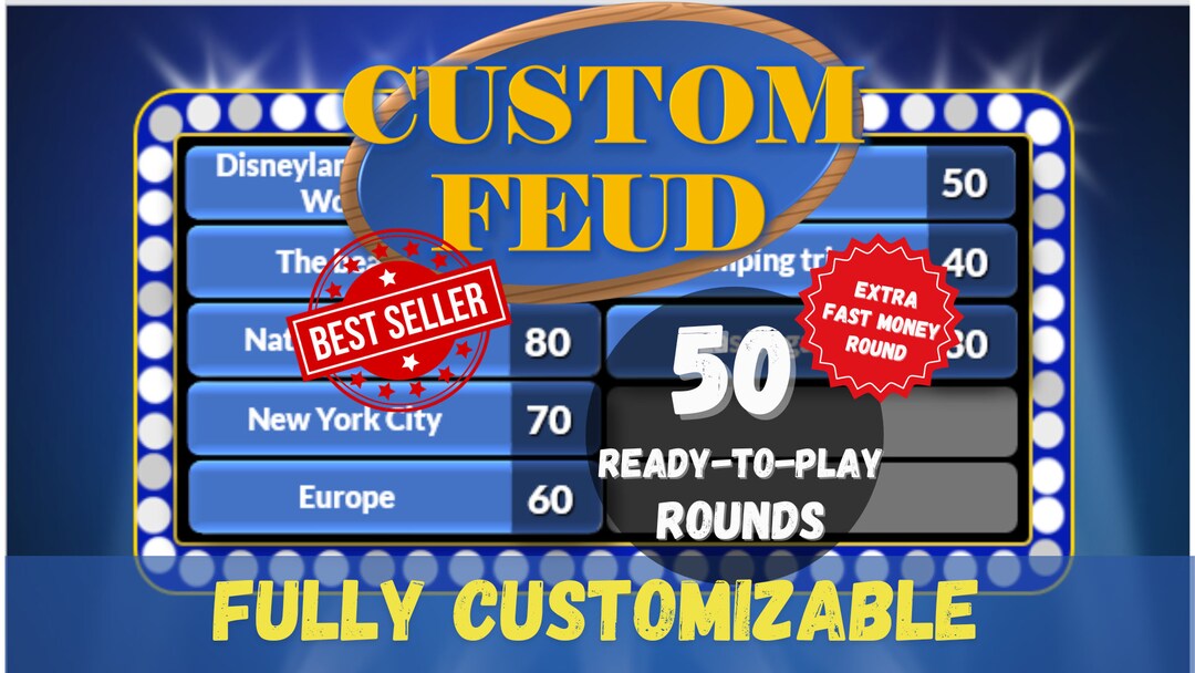 Custom Feud Powerpoint Game Interactive Family & Office Party Game Game