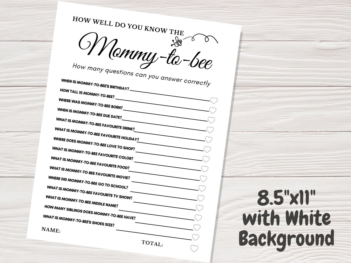 BABY SHOWER Game Game for Mommytobe Printable Baby Shower Etsy España
