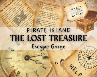 Druckbares Escape Game - Piraten Schatzsuche - Abenteuer Partyspiel für Kinder, Erwachsene und Familie - Geburtstagspartyspiel – Puzzlespiel zum Ausdrucken