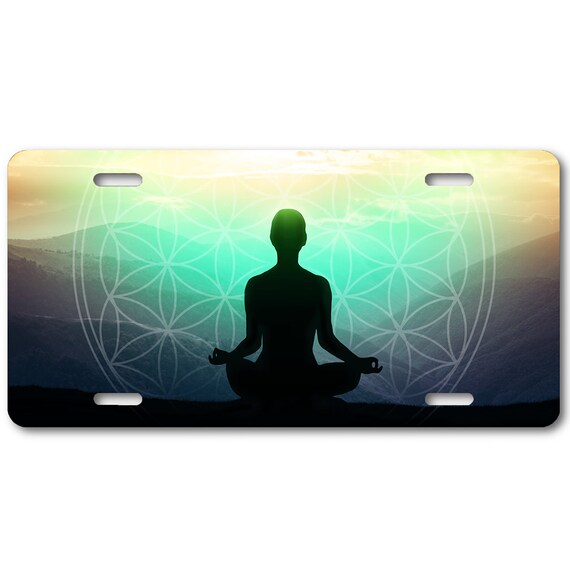 FLOWER Of LIFE orange spiritual vanity license plate aluminum car tag novelty UV protection