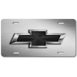 Bowtie Inspired Art Blue on Carbon Fiber Flat Aluminum Novelty License Tag Plate