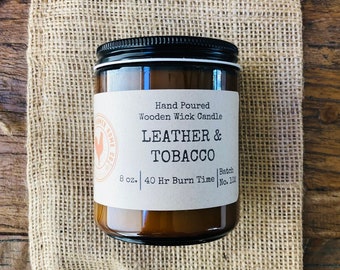 Scented Candle- Leather & Tobacco 8oz