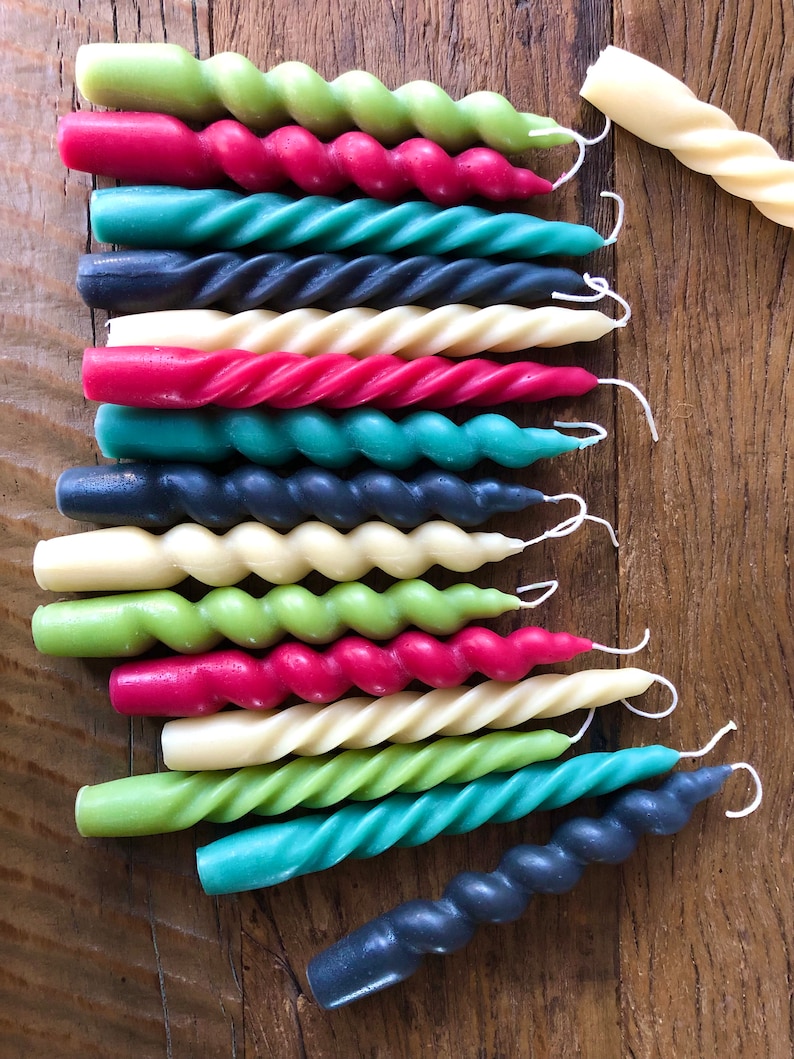 7 Large Spiral Taper Candles Natural Etsy