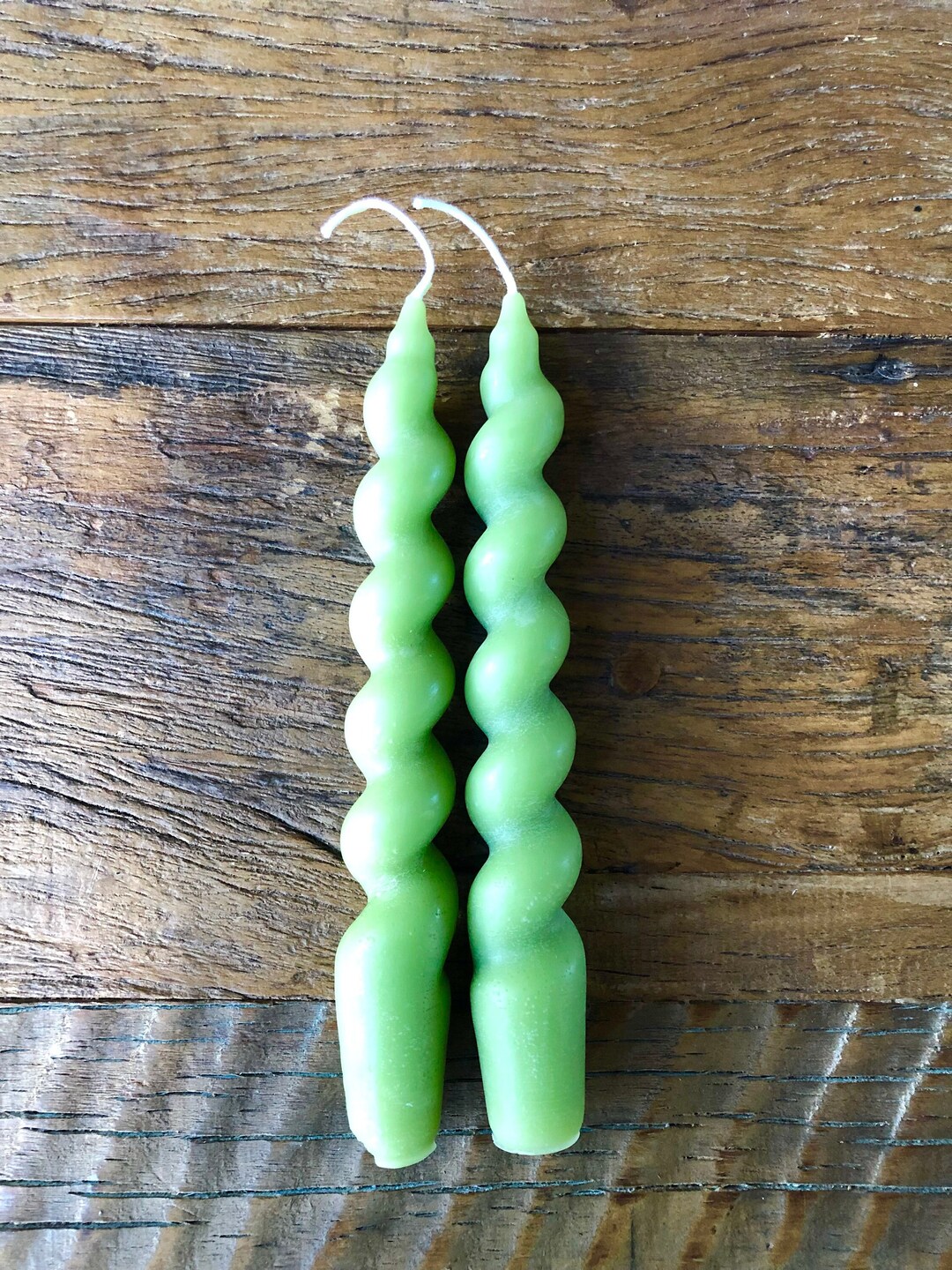 7 Large Spiral Taper Candle Green Etsy