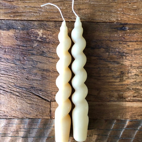 7 Large Spiral Taper Candles Natural Etsy