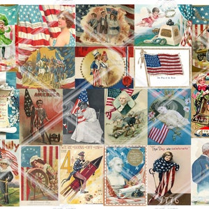 Vintage Style Patriotic Americana Flag Printable Clipart - Immediate download 20 images,Size: 14cm*10cm  5.5&quot;*3.9&quot; inches