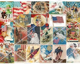 Vintage Style Patriotic Americana Flag Printable Clipart - Immediate download 20 images,Size: 14cm*10cm  5.5&quot;*3.9&quot; inches