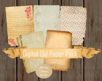 Old Paper Textures, vintage antique distressed aged paper backgrounds grunge ripped edges digital printable scrapbook paper