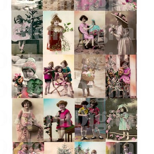 20 beaux enfants vintage, photos d'enfants du XIXe siècle, photos vintage, éphémères, journaux indésirables, bohème, cartes de journalisme, 3,9 x 5,5 pouces